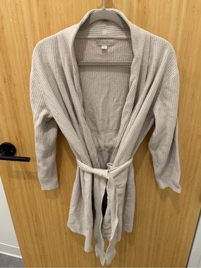 Barefoot Dreams Cream Shawl-Collar Knit Robe